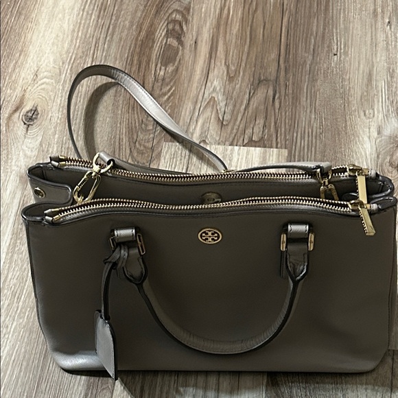 Tory Burch Taupe Leather Satchel - Picture 6 of 9